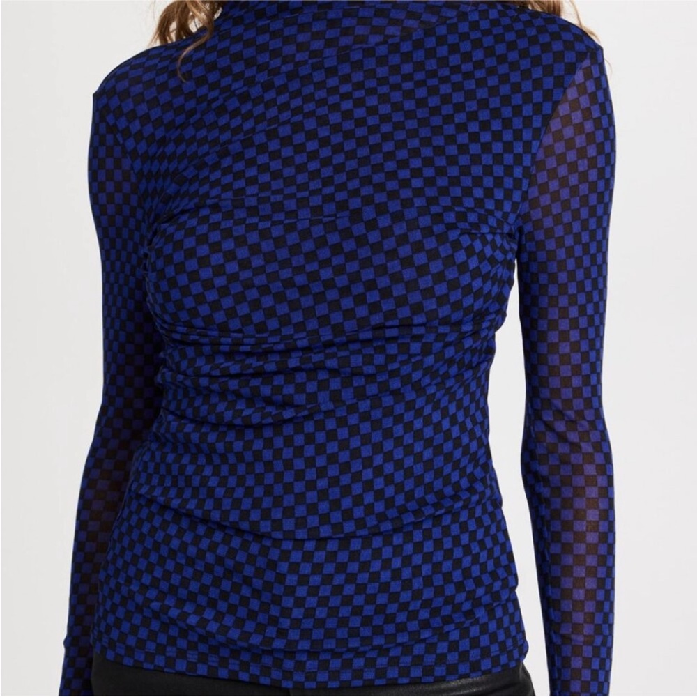 Enza Costa Navy and Black Checkered Top